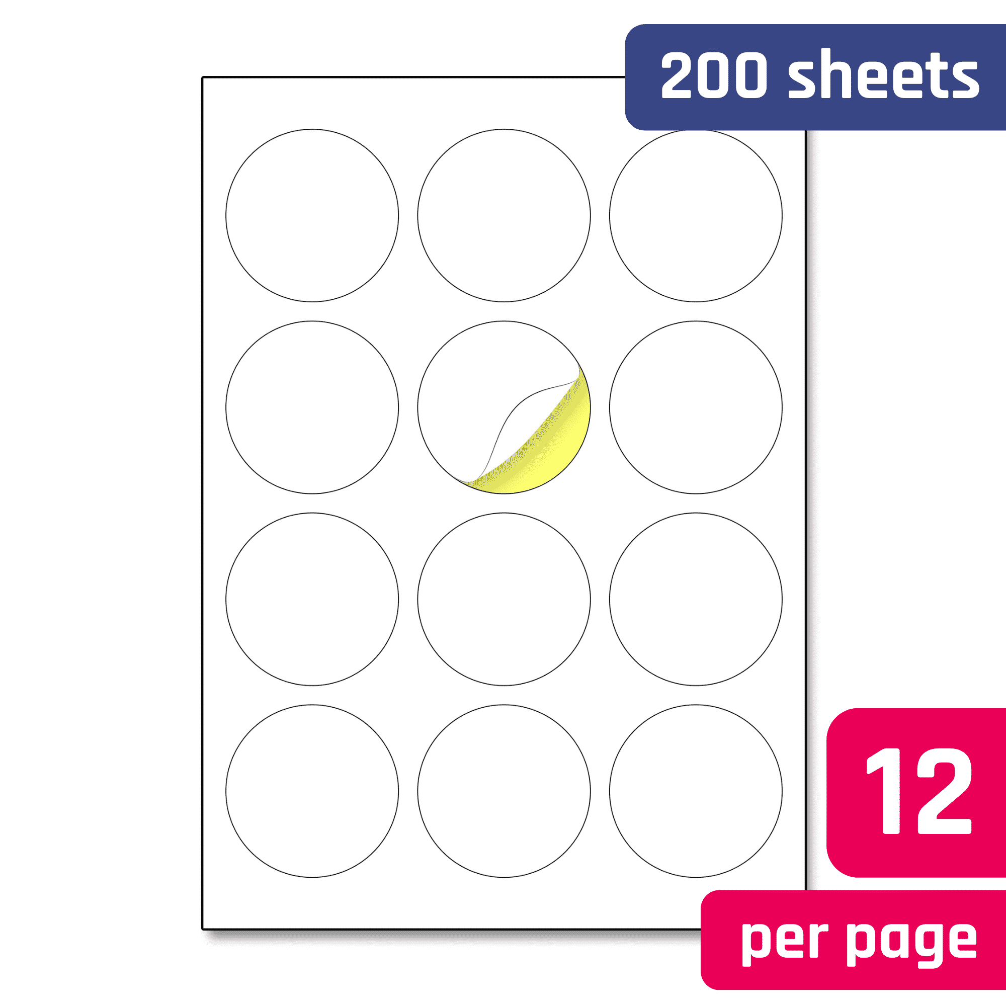 60mm Round A4 White Stickers Labels Sheets TownStix